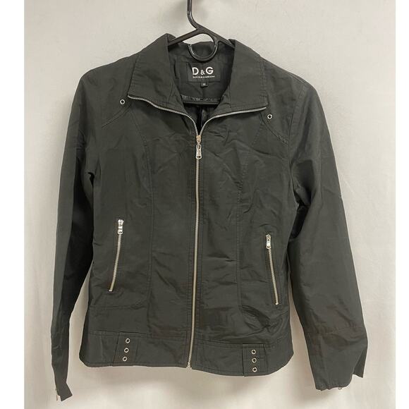 DOLCE & GABBANA Women's Cotton/Poly Zip Up Biker Jacket Medium Black Long Sleeve - Picture 1 of 10
